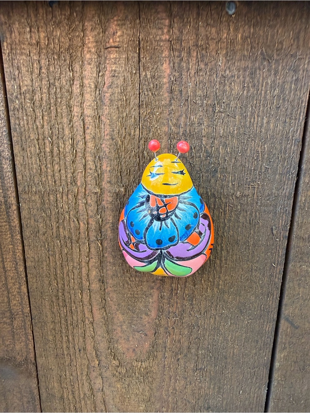 Hand-Painted Multicolor Talavera Ladybug Wall Decor